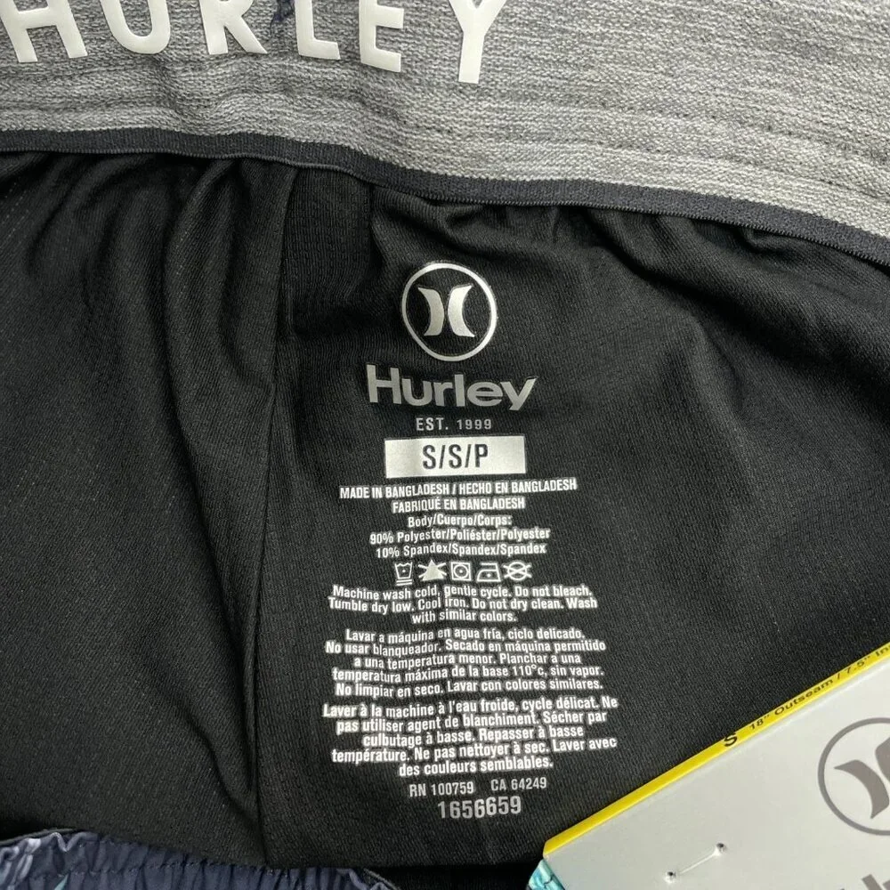 Hurley Men's S Tropical Floral Print Swim Shorts In Navy Blue & Teal N0995